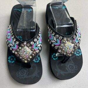 Montana West Aztec Rhinestone Sandals Size 7